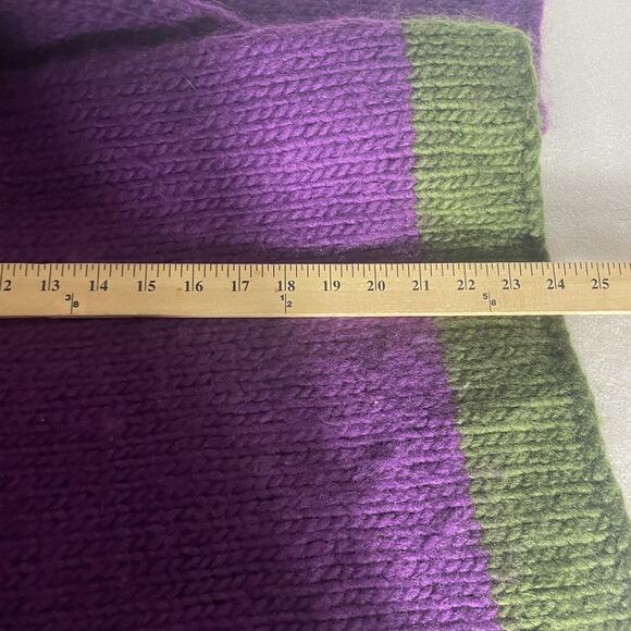 Vintage Y2K Shanghai Tang Sweater Women Large Purple Green Hand Knit Wool Chunky - Picture 11 of 11